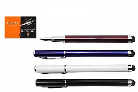 Ручка шариковая TZ металлическая, со стилусом для сенсорных экранов, синий корпус